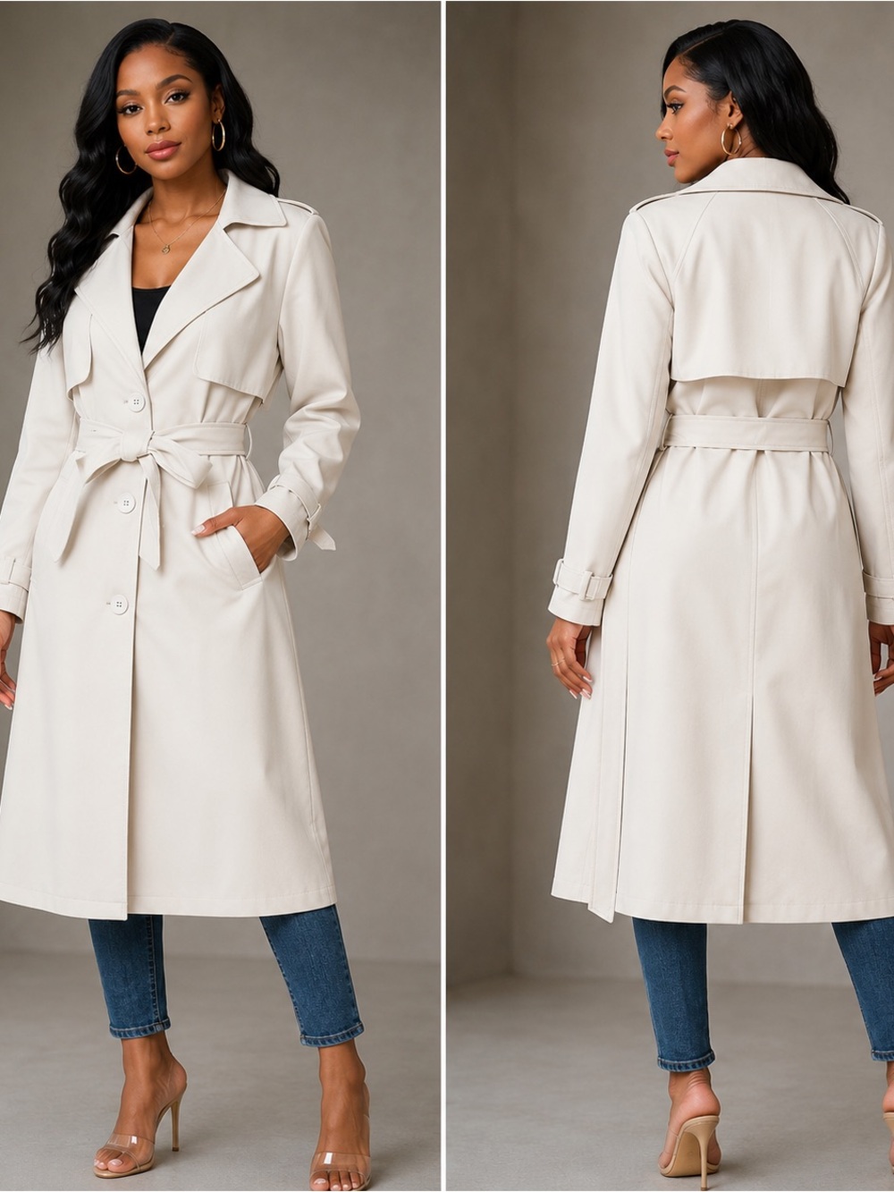 Women’s Water-Resistant Belted Trench Coat